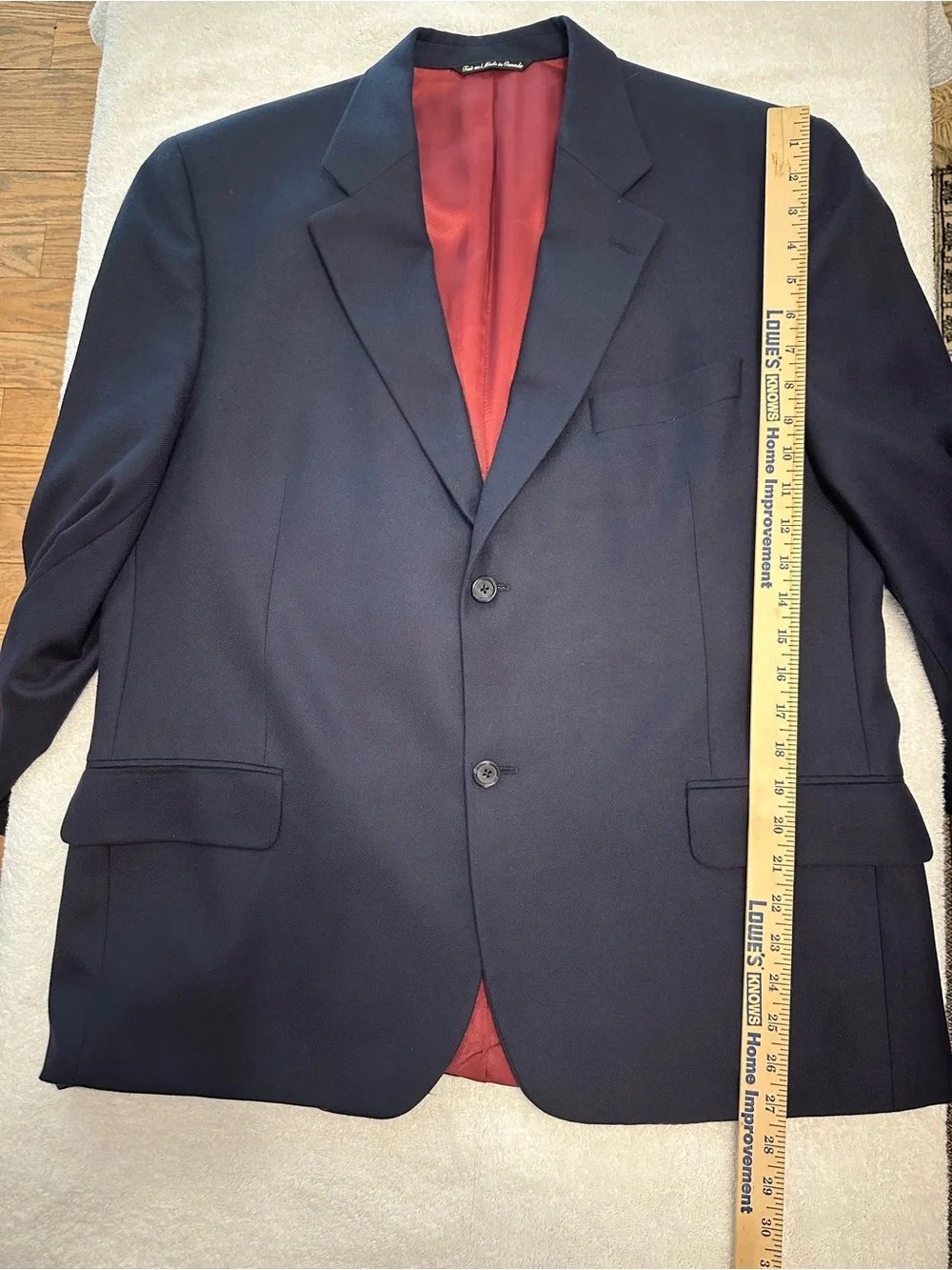 Jack Victor Saks Fifth Avenue Loro Piana 100% Cashmere Navy 2 Button Blazer 42S